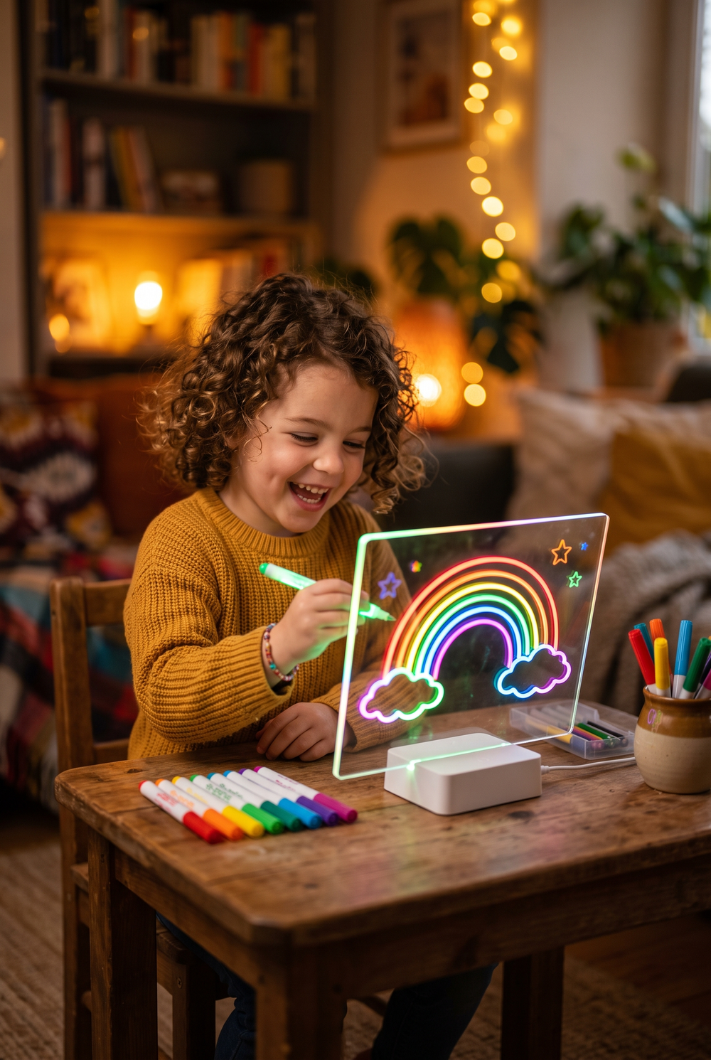 Luvio LED Işıklı Çizim ve Boyama Panosu – Stantlı, 7 Kalemli Çocuk Aktivite Seti