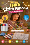 Luvio LED Işıklı Çizim ve Boyama Panosu – Stantlı, 7 Kalemli Çocuk Aktivite Seti